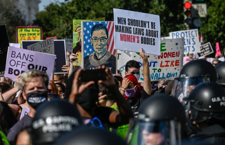 Protesters take part in the Women's March