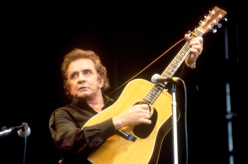 Johnny Cash performs at Glastonbury