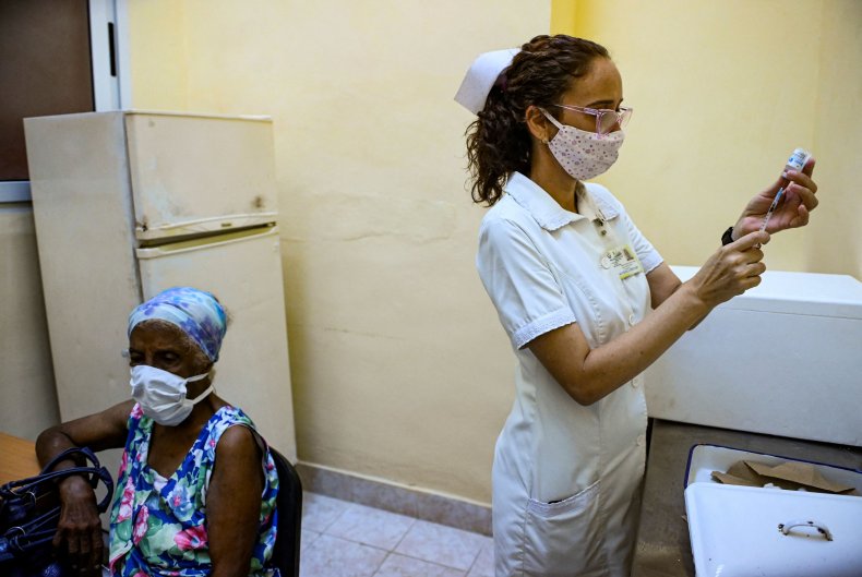 Cuba, elderly, woman, nurse, COVID-19, vaccine