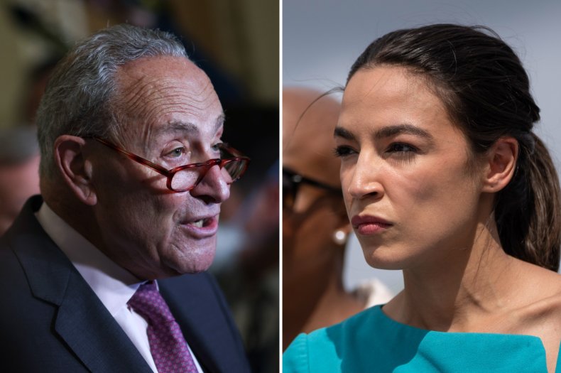 Chuck Schumer and Alexandria Ocasio-Cortez composite.