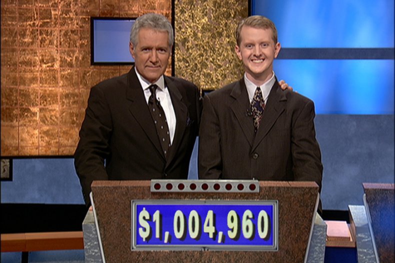 Ken Jennings and Alex Trebek