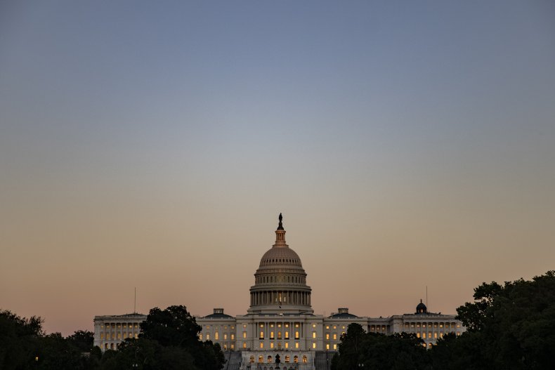 The U.S. Capitol building is seen down
