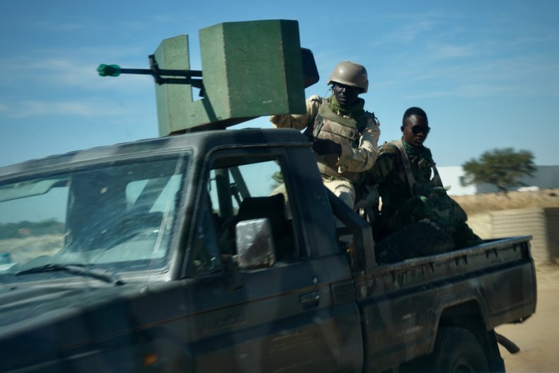 Niger Army soldiers on security patrol