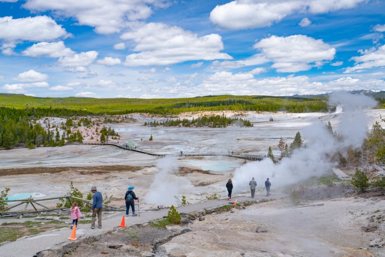 The Norris Geyser Basin at Yellowstone Park.