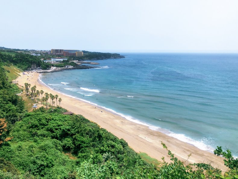 The beach coast of Jeju Island.