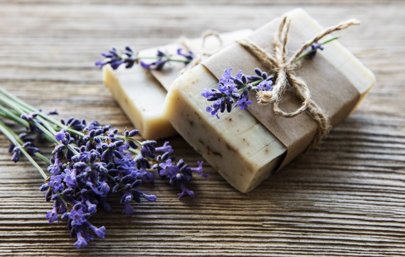Bars of soap made with lavender.