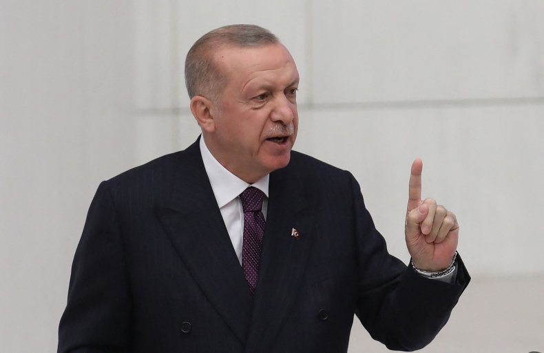 Turkish President Recep Tayyip Erdogan addresses Parliament