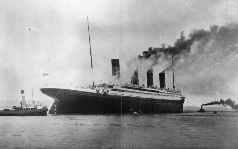 The Titanic floating in sea