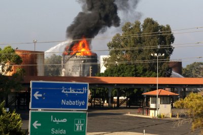 Smoke billows from oil fire in Lebanon