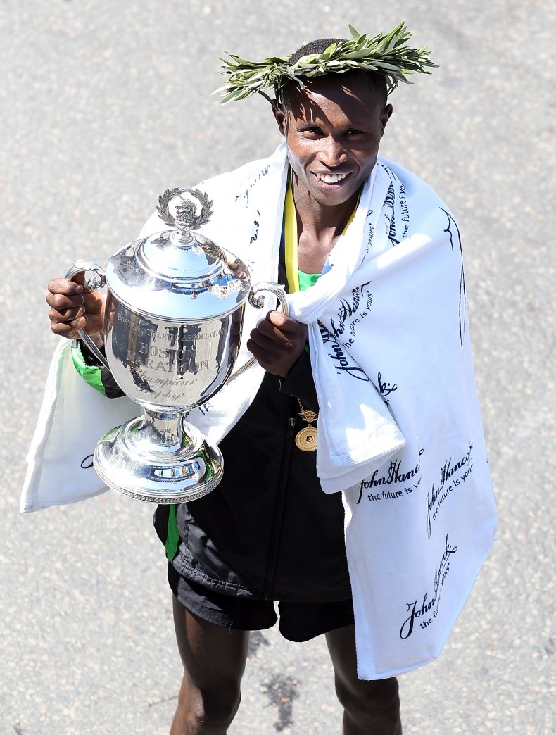 Geoffrey Mutai wins the 2011 Boston Marathon.