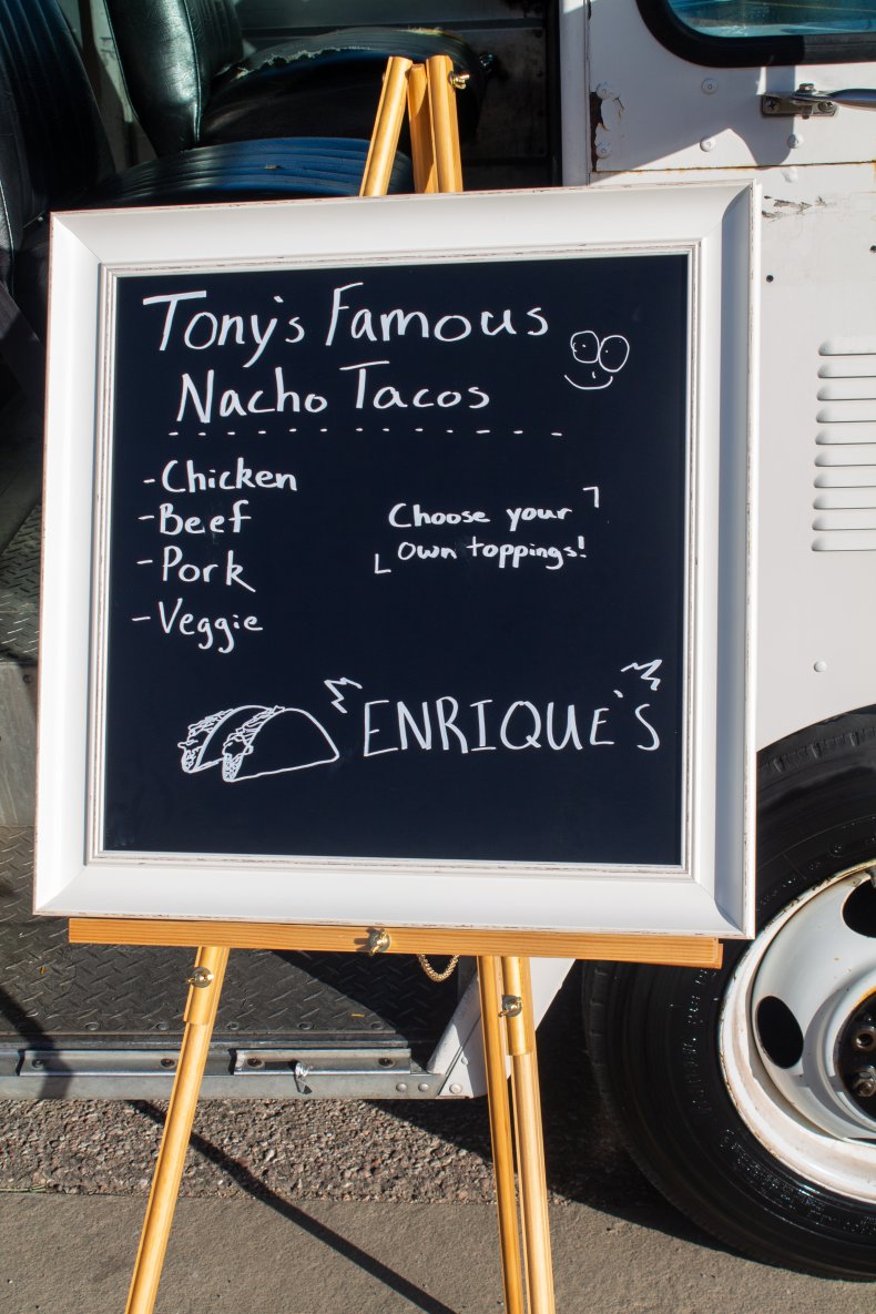 Sign outside Tony's food truck