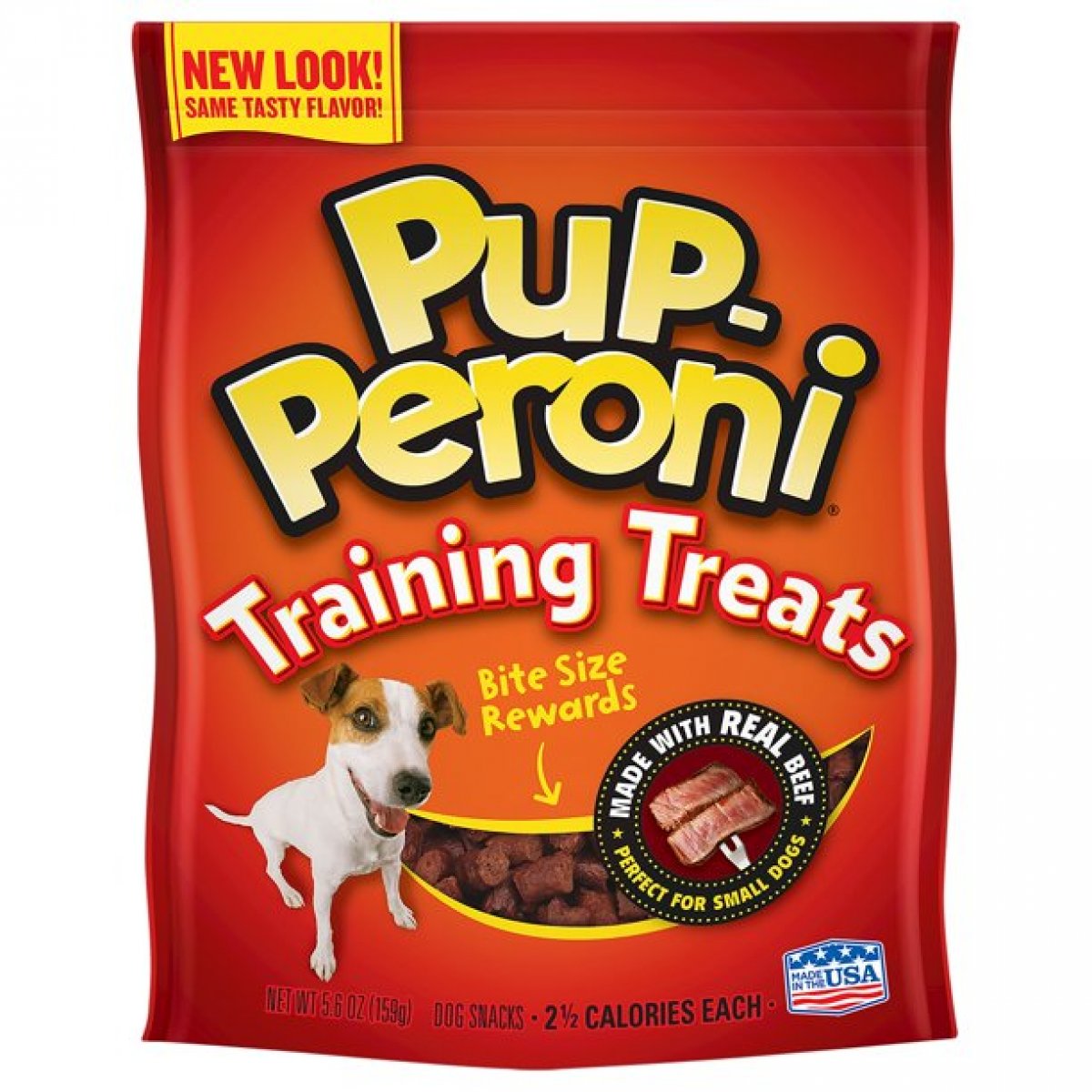 A packet of Pup-Peroni dog training treats. 