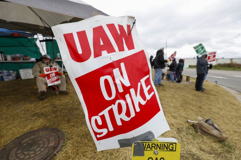 UAW members on strike in Michigan. 