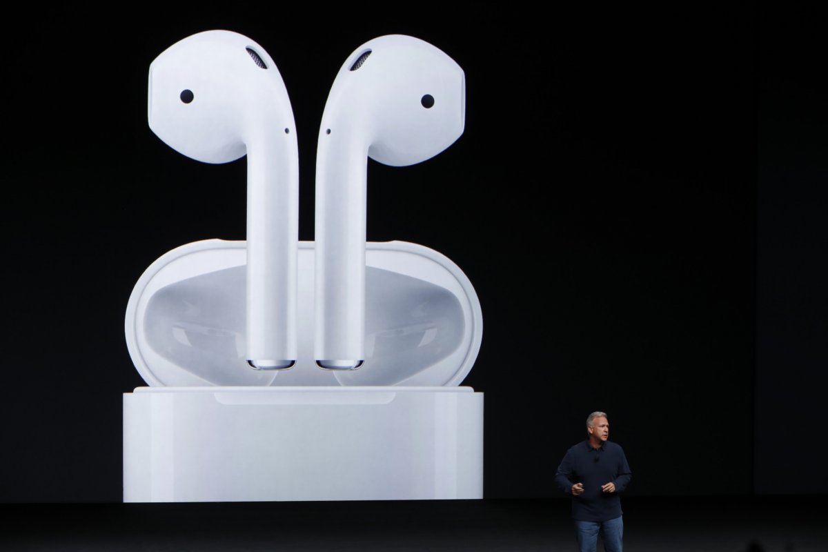 AirPods unveiled at a 2016 Apple event.