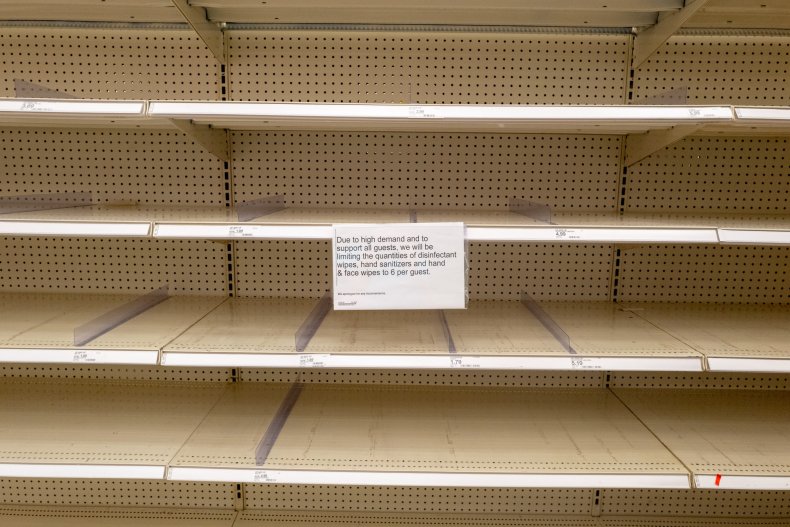 Empty shelves in store