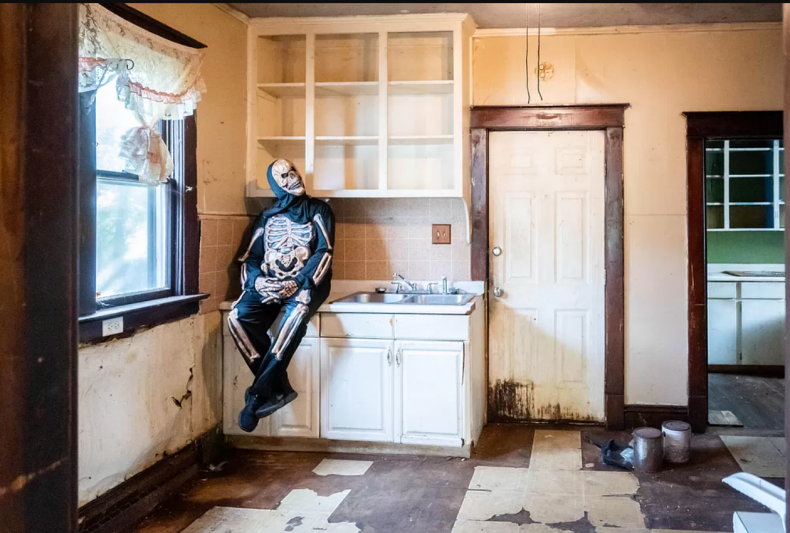 Skeleton on kitchen counter