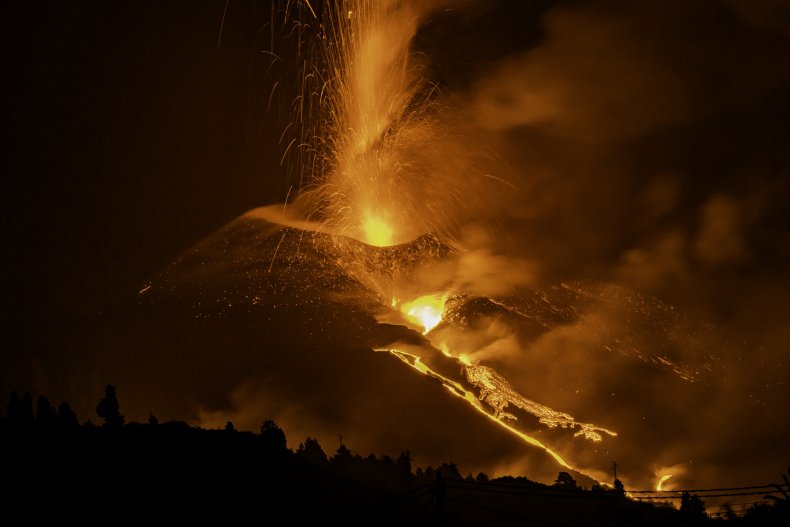 The Cumbre Vieja volcano erupts