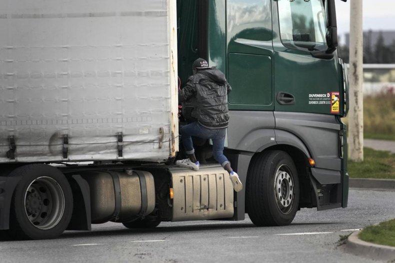Migrant on truck