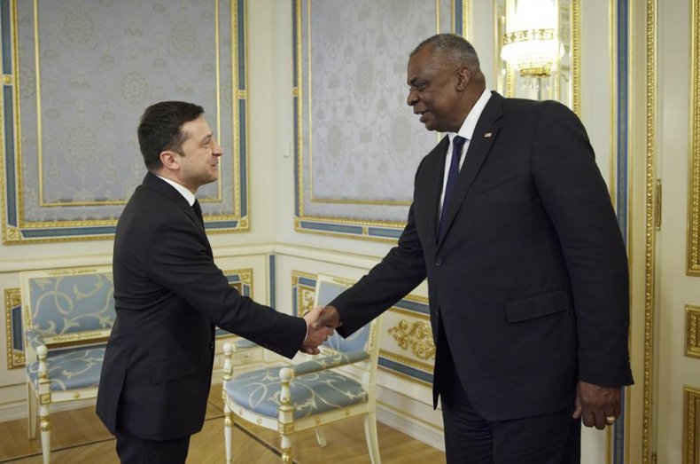 Lloyd Austin and Volodymyr Zelenskyy