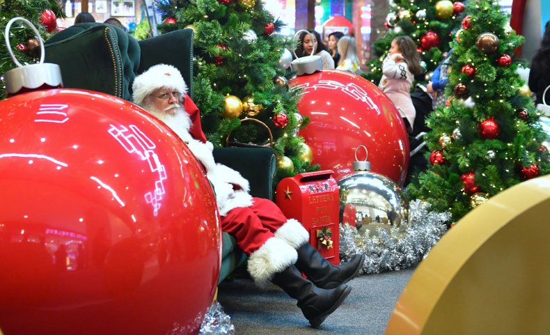 Children wait to meet Santa