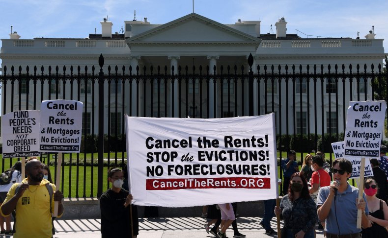 Demonstrators protest in front of White House