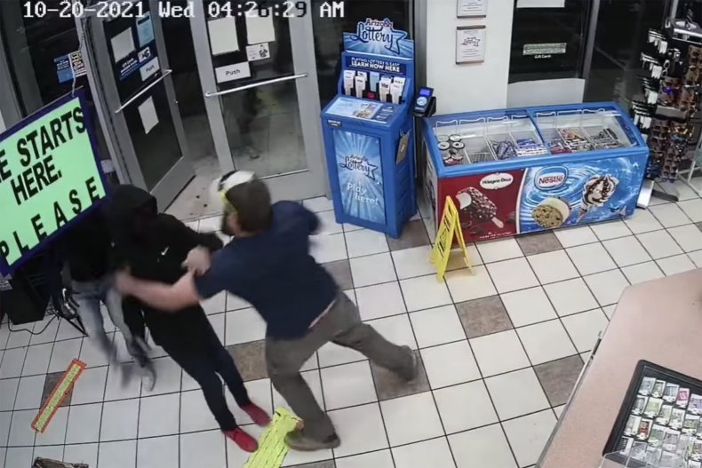 A marine veteran filmed disarming a man.