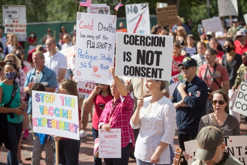Anti-Vaccine Activists Protest In Front Of Massachusetts