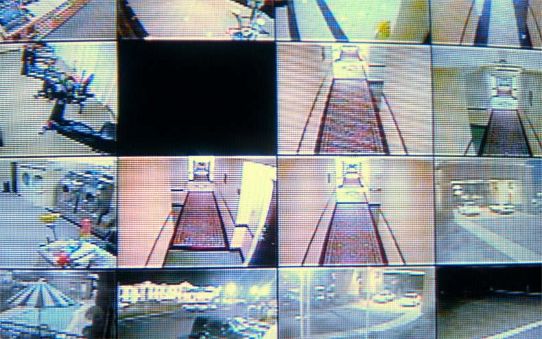 A series of CCTV screens.