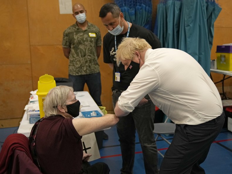 Prime Minister Boris Johnson at vaccine center