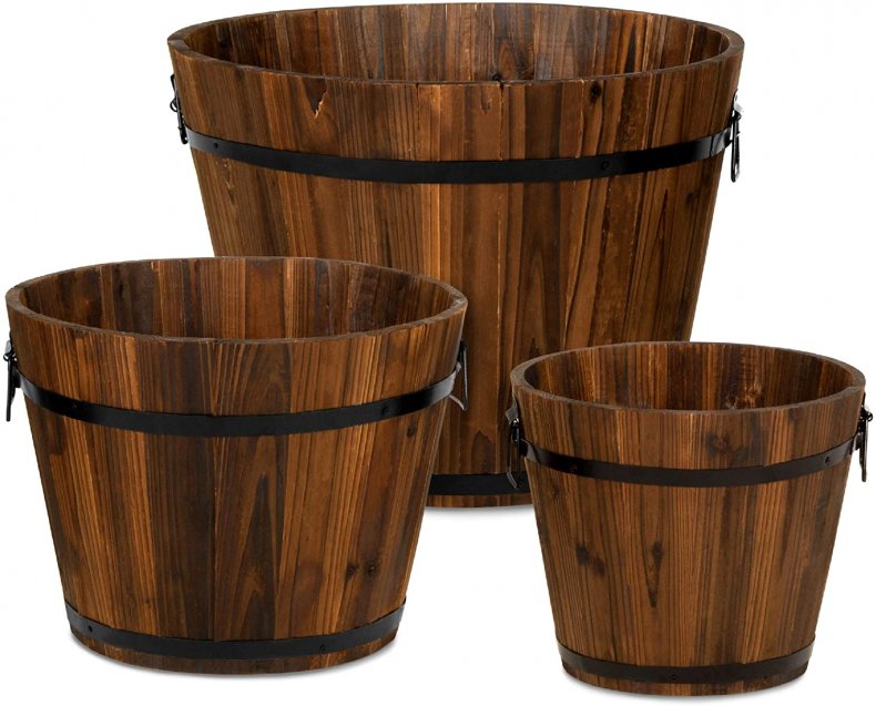 Best Choice Wood Bucket Barrel Garden Planters