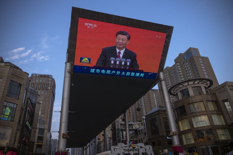 Chinese President Xi Jinping is seen on