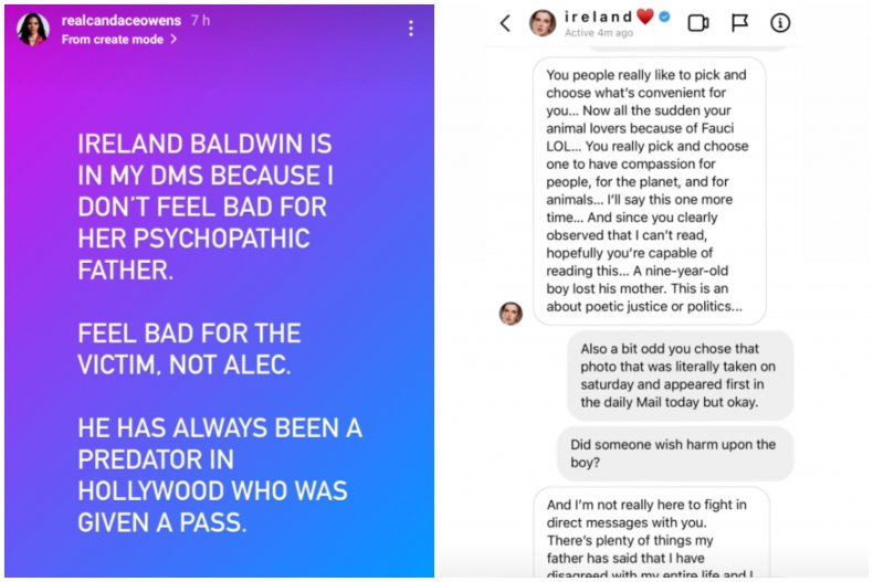 Candace Owens hits back at Ireland Baldwin