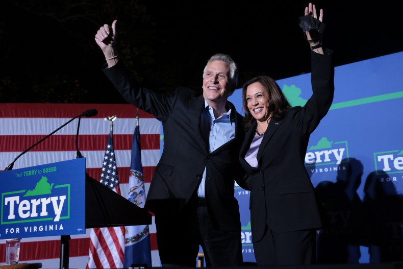 Terry McAuliffe and Vice President Kamala Harris
