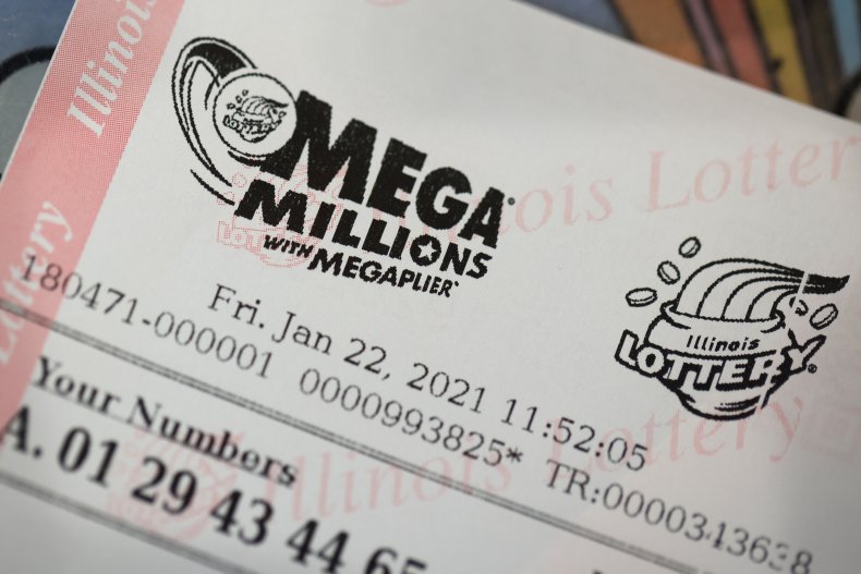 A Mega Millions lottery ticket in Chicago. 