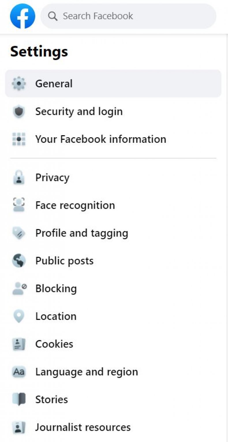Your Facebook Information Menu