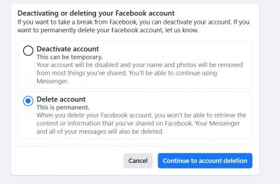 Facebook Delete Account Menu Facebook Delete Account Menu