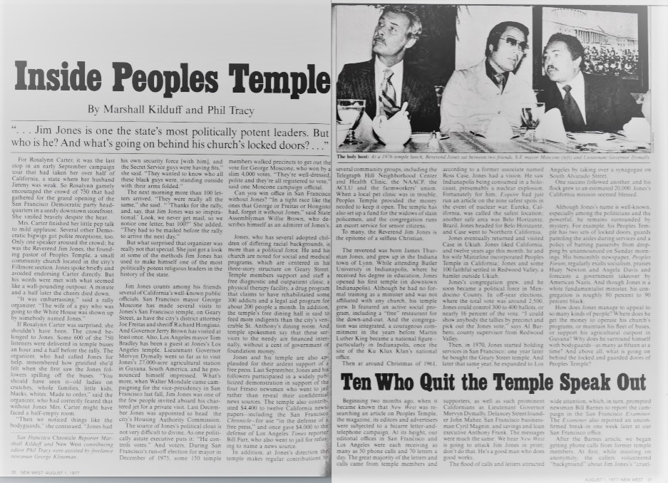 New West magazine 1977 Jim Jones