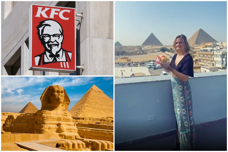 KFC sign and Pyramids of Giza.