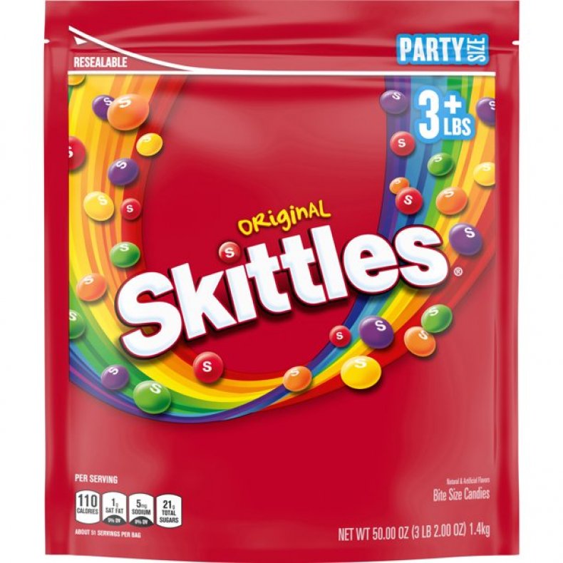 A Party Size packet of Skittles