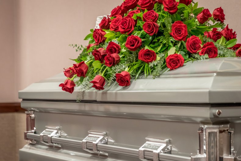 A funeral casket.