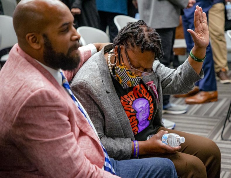 Jimmy Lawson comforts Madeline Davis-Jones