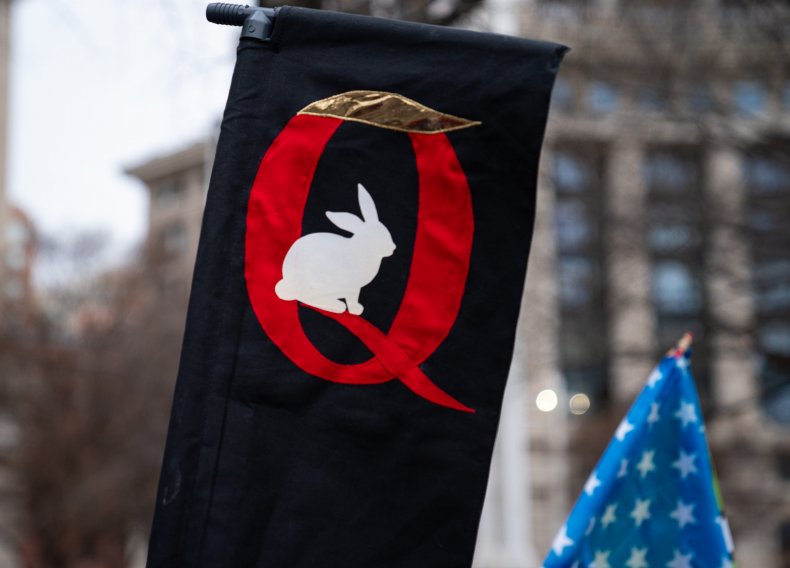 QAnon sign at a trump rally