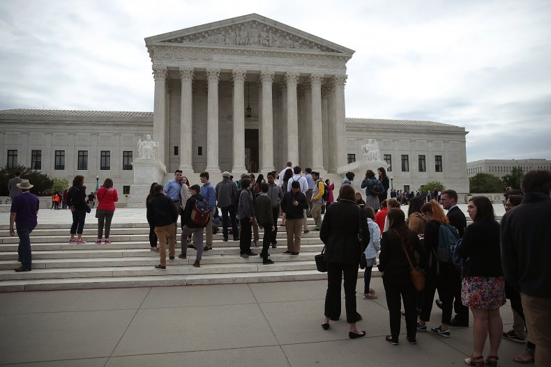 People waiting at the U.S. Supreme Court