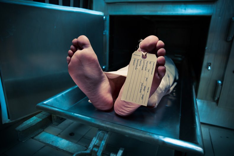 A body in a morgue.