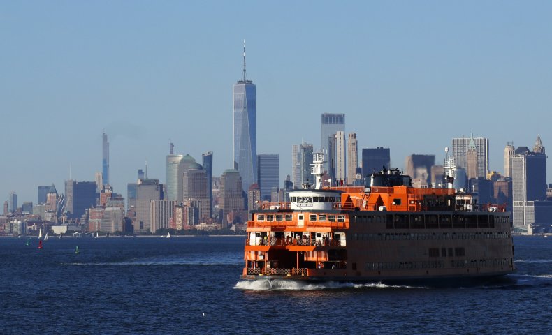 Manhattan behind Staten Island Ferry