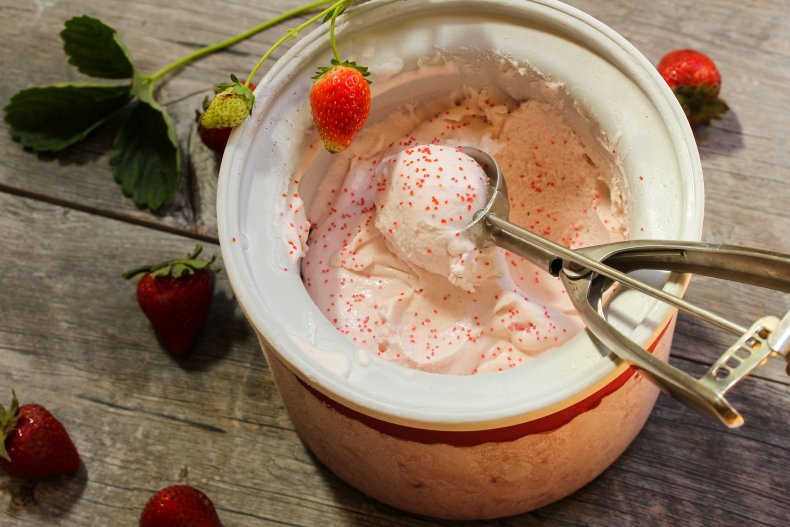 Strawberry ice cream.