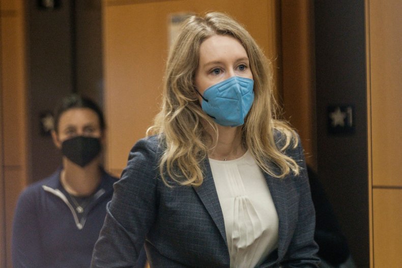 Elizabeth Holmes at court building in 2021.