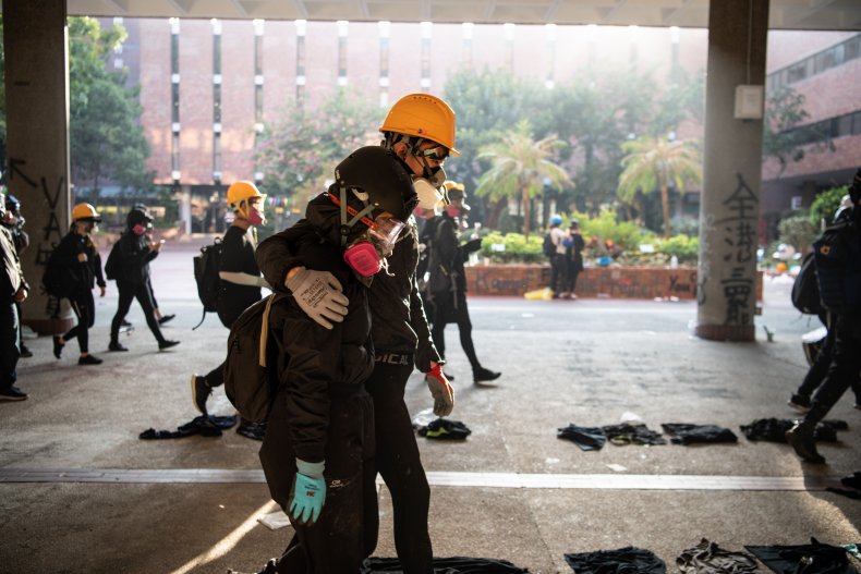 Hong Kong protesters at University siege 2019