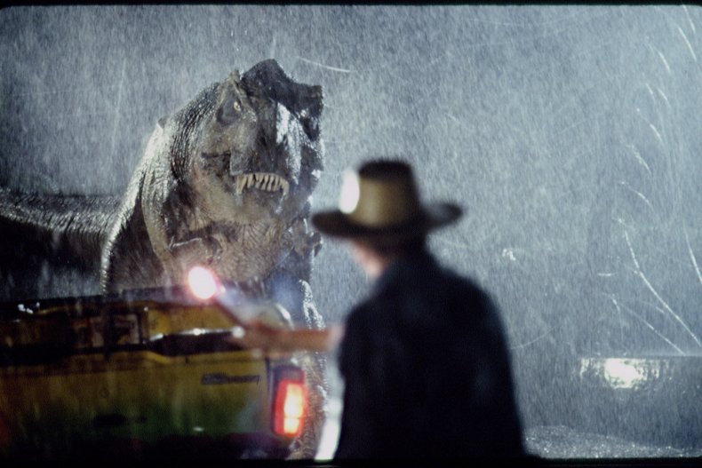 A scene from the movie Jurassic Park