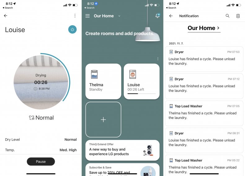 LG smart washer and dryer app
